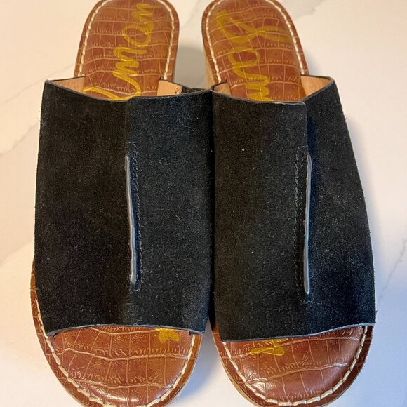 Sam Edelman Ranger Black Suede Cork Wedge Mules Size 10 - Picture 9 of 15